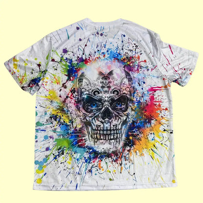 Color Splash Skull Graphic T-Shirt.