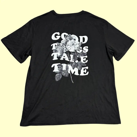 Black Graphic T-Shirt (Good Things Take Time)