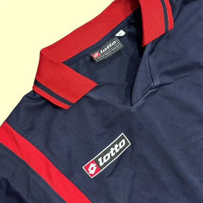 Vintage Lotto polo shirt in navy blue with bold red detailing