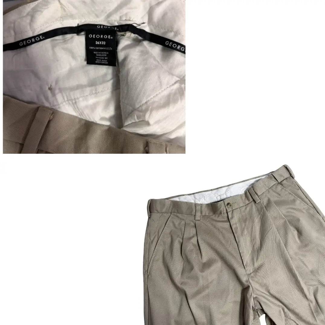 George Beige Cotton Chino Trousers for Men