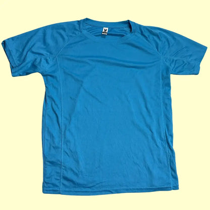 Roly Montecarlo blue sports t-shirt with “C.F. Rafal” text at the back.