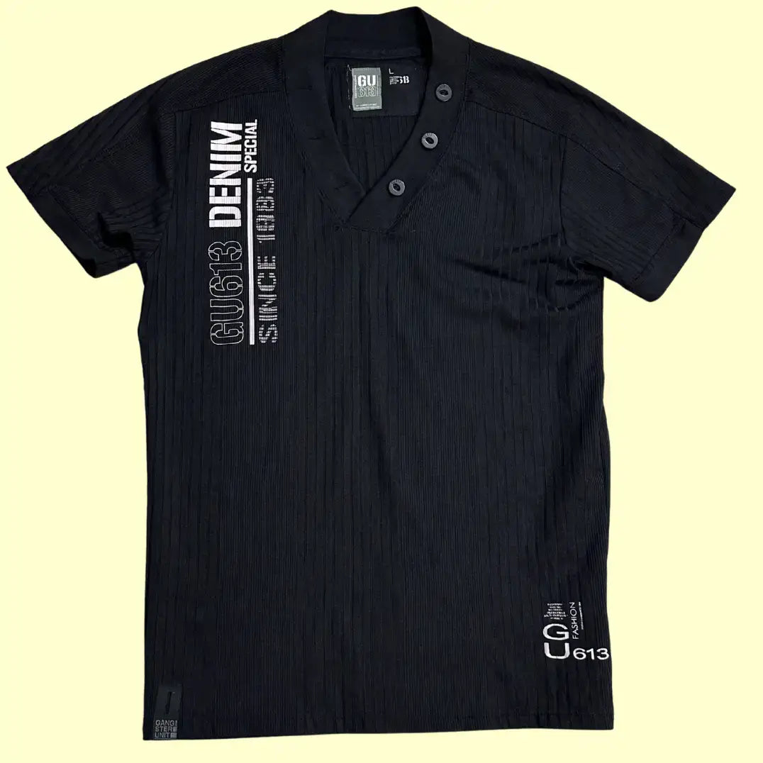 GU613 Denim Special black short-sleeve shirt