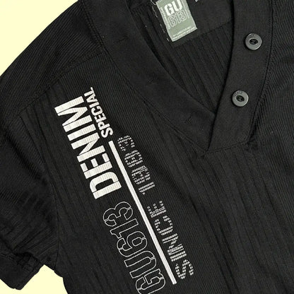 GU613 Denim Special black short-sleeve shirt