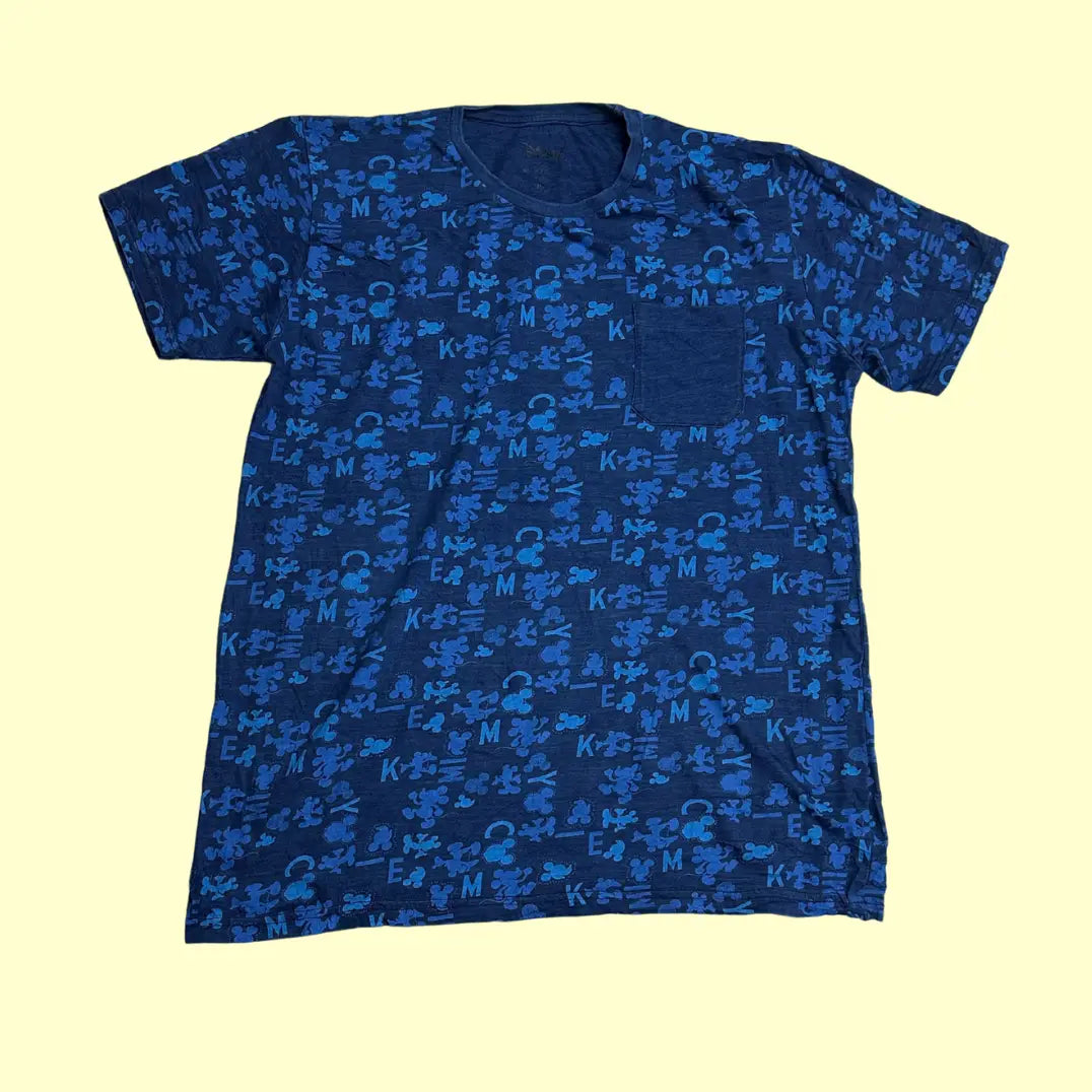 Disney Mickey Mouse All-Over Print Blue Tee (Medium)