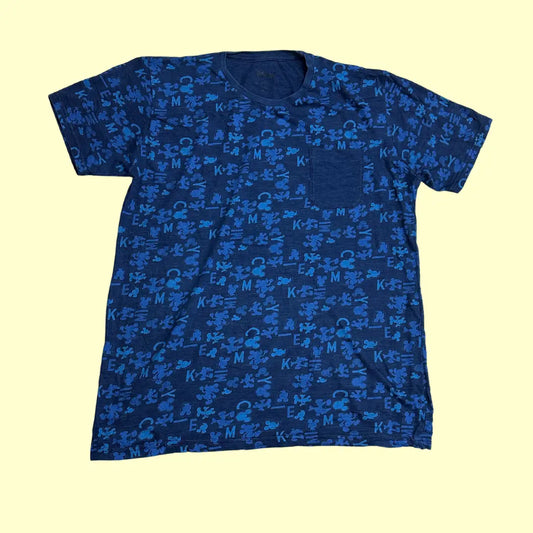 Disney Mickey Mouse All-Over Print Blue Tee (Medium)