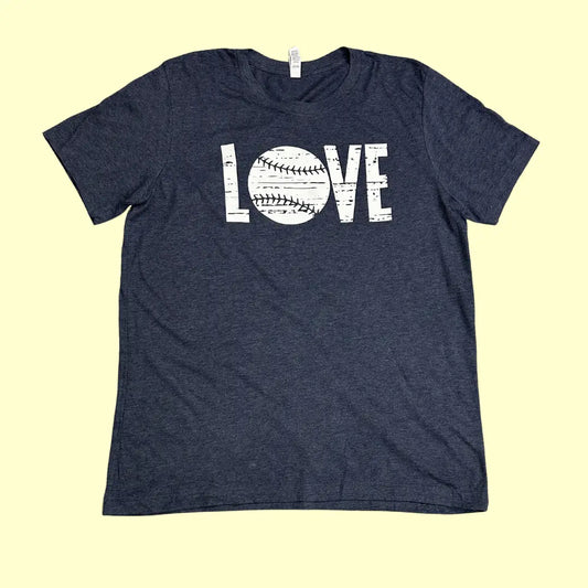 ⚾ Bella + Canvas “LOVE Baseball” Tee – Navy Blue