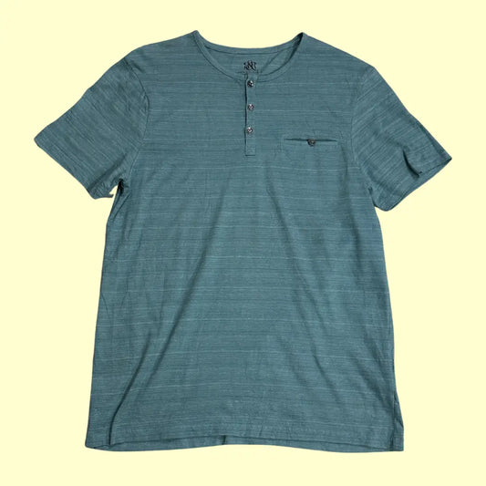 👕 Rock & Republic Button Henley Tee – Teal Blue