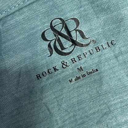 👕 Rock & Republic Button Henley Tee – Teal Blue