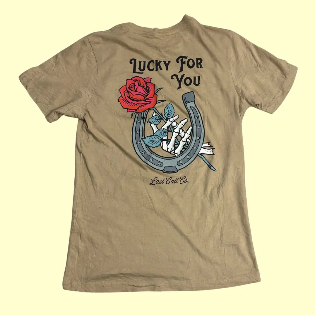 🍀 Last Call Co. “Lucky For You” Graphic Tee – Khaki