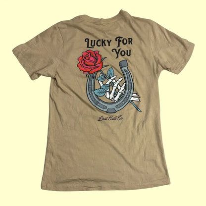 🍀 Last Call Co. “Lucky For You” Graphic Tee – Khaki