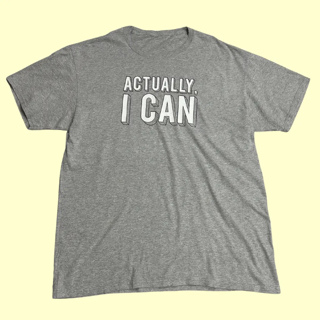 💪 “Actually, I Can” Motivational Graphic Tee – Confident Comfort (Heather Grey)