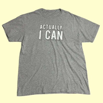 💪 “Actually, I Can” Motivational Graphic Tee – Confident Comfort (Heather Grey)