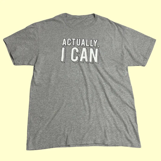 💪 “Actually, I Can” Motivational Graphic Tee – Confident Comfort (Heather Grey)