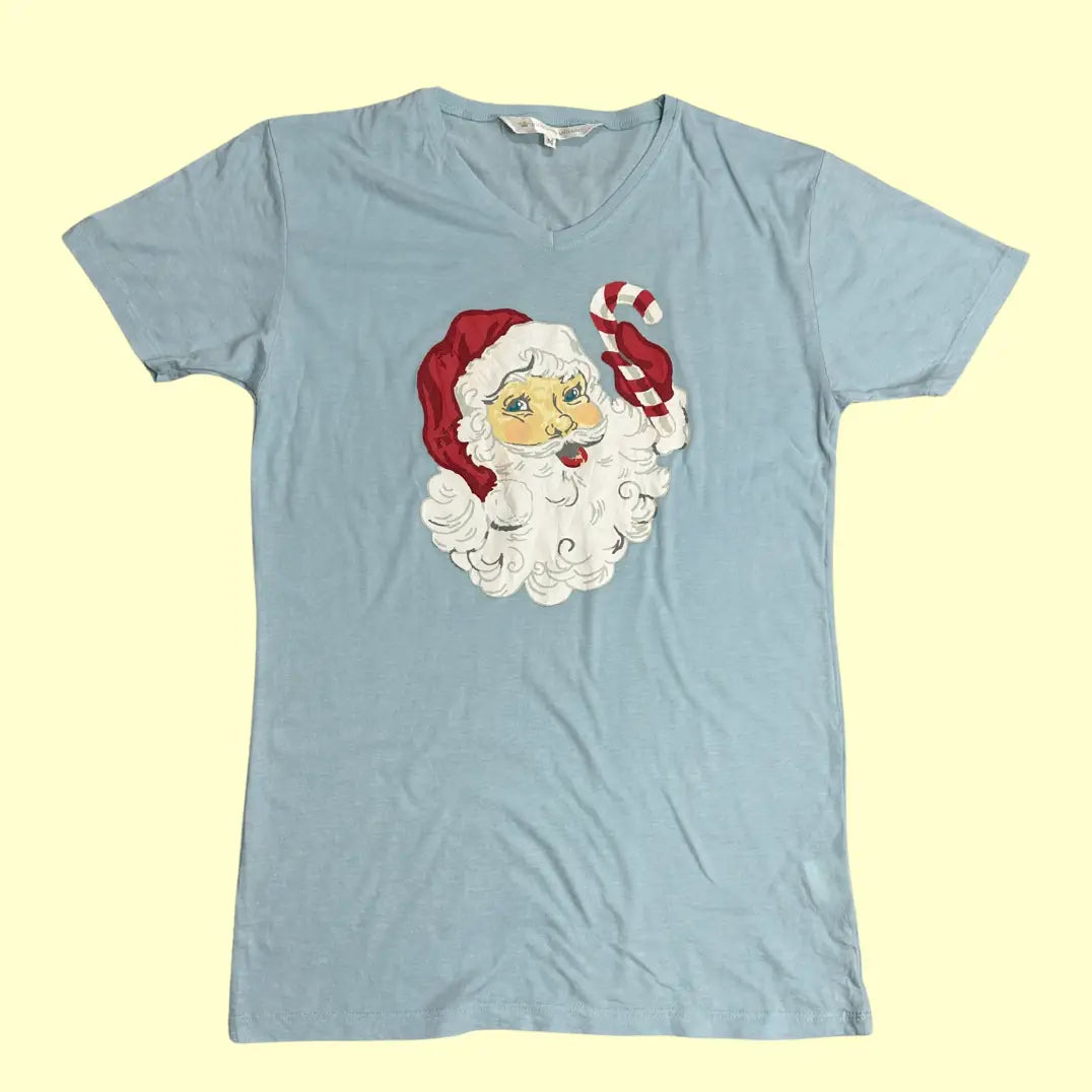 🎅 The Royal Standard “Vintage Santa” Christmas Tee – Holiday Cheer Edition (Sky Blue)