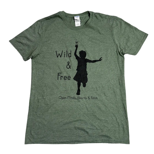 Gildan ® Softstyle Wild & Free Graphic Olive Green T Shirt (M)