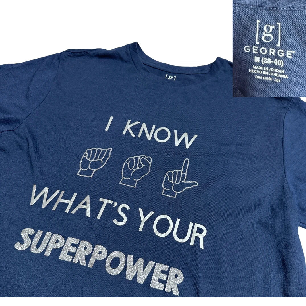 GEORGE® I Know What’s Your Superpower Graphic Navy T-Shirt