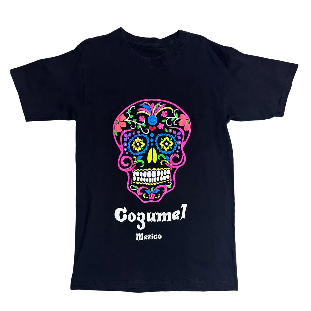 Cozumel Mexico Skull Graphic Black Tee