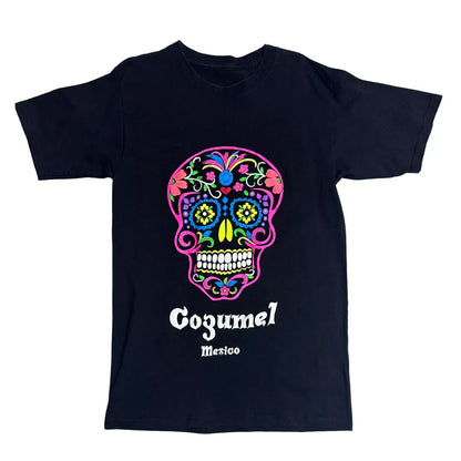 Cozumel Mexico Skull Graphic Black Tee