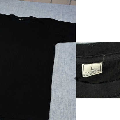 Black Cotton Crew Neck T Shirt(L)