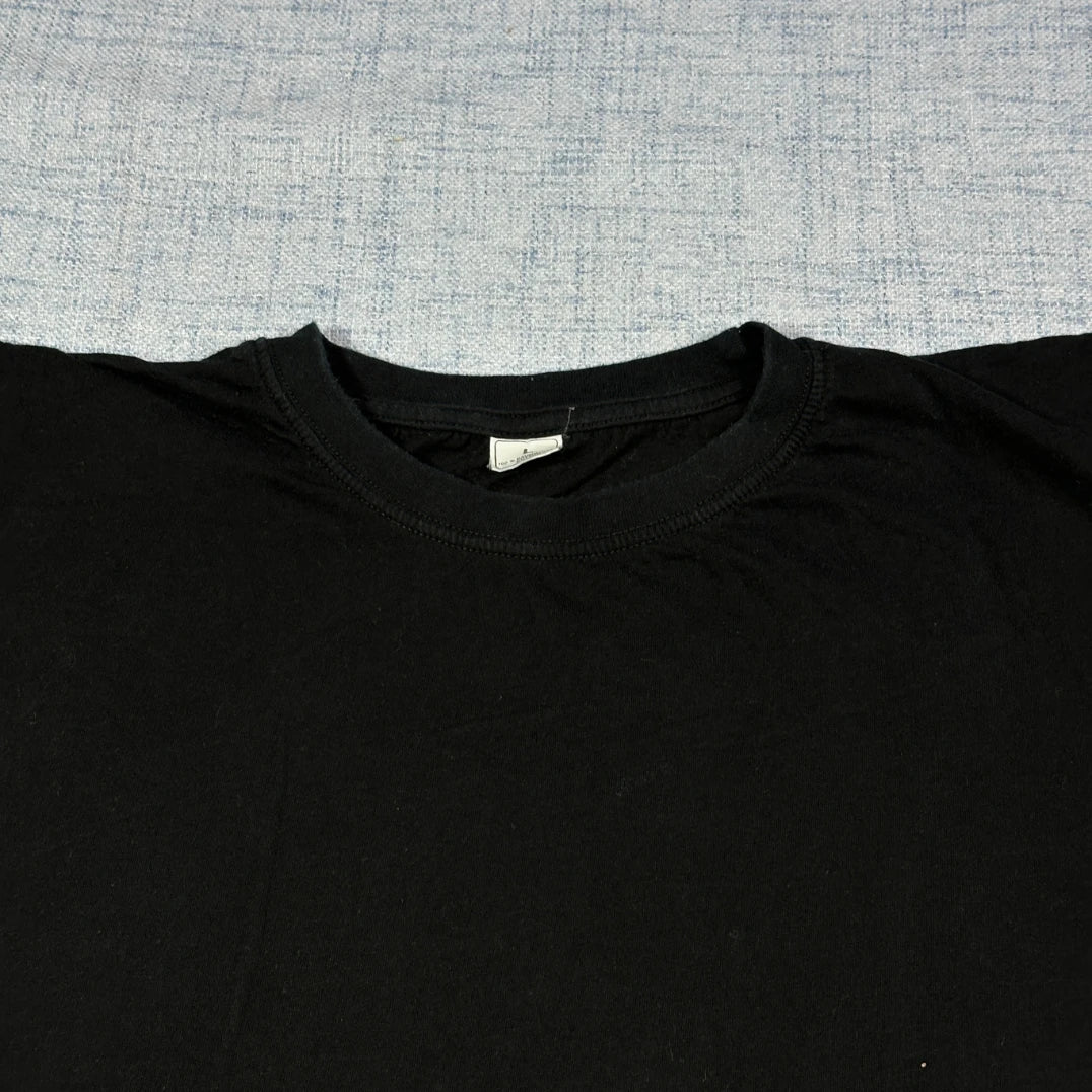 Black Cotton Crew Neck T Shirt(L)