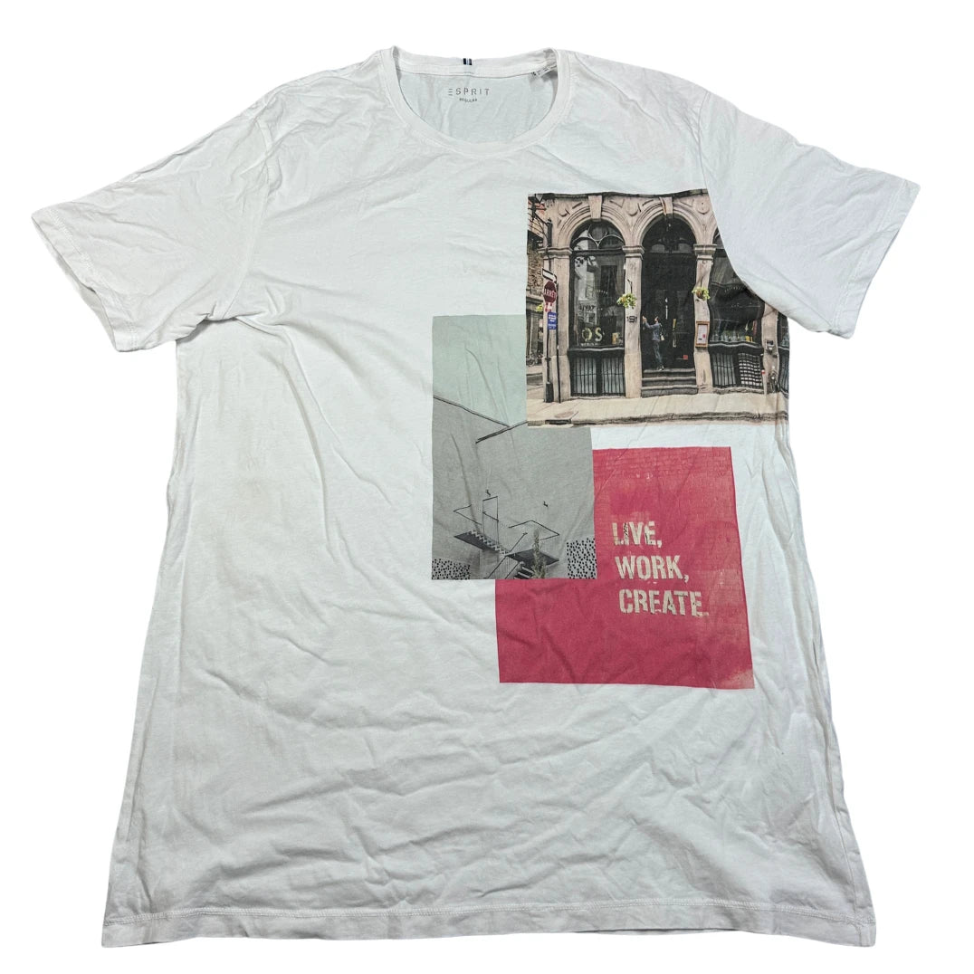 Esprit White Men's T-Shirts Men Cotton T Shirts