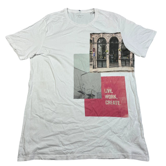 Esprit White Men's T-Shirts Men Cotton T Shirts