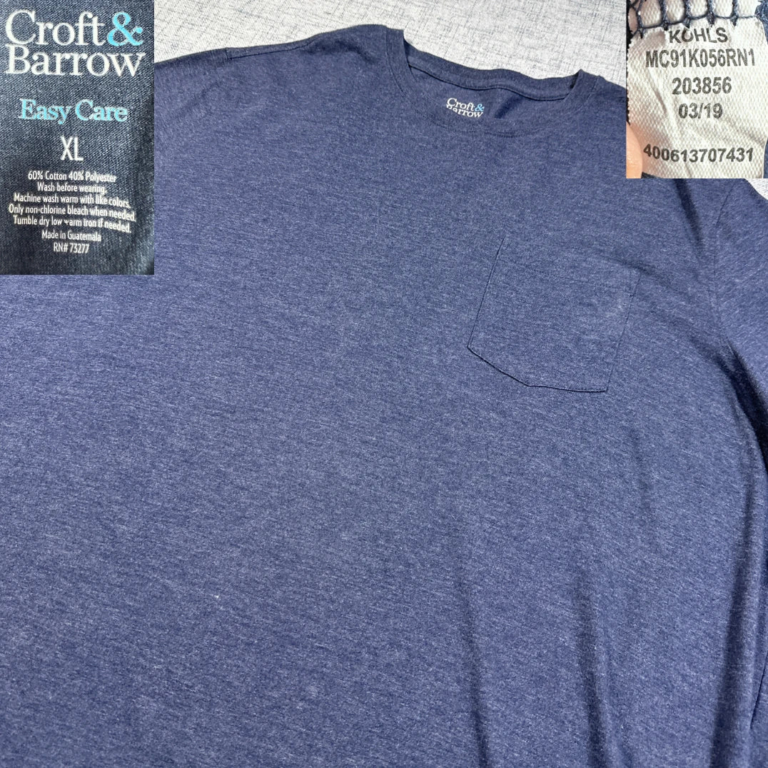 Croft & Barrow® Blue Pocket T-Shirt-XL