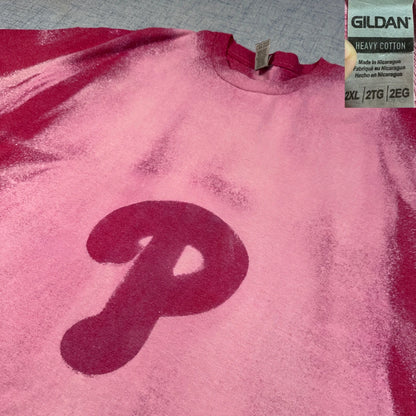 Gildan Pink Faded "P" Graphic T-Shirt-2XL