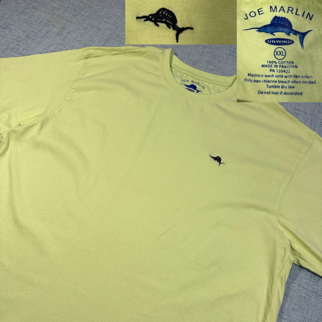 Joe Marlin Yellow Embroidered Logo T-Shirt-2XL