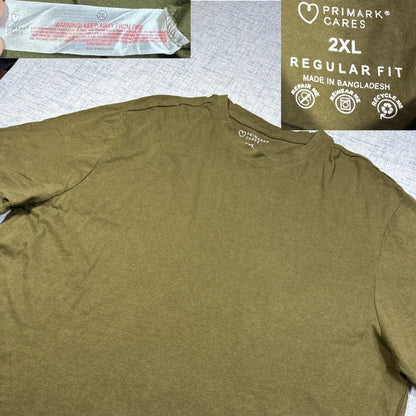 Primark Cares Olive Green Regular Fit T-Shirt-2XL