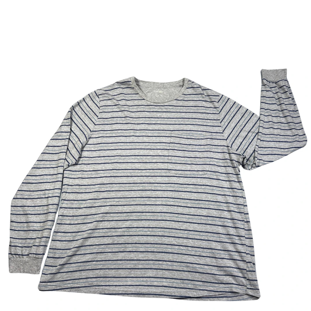Dunnes Stores Grey Striped Pocket Long Sleeve T-Shirt-XXL