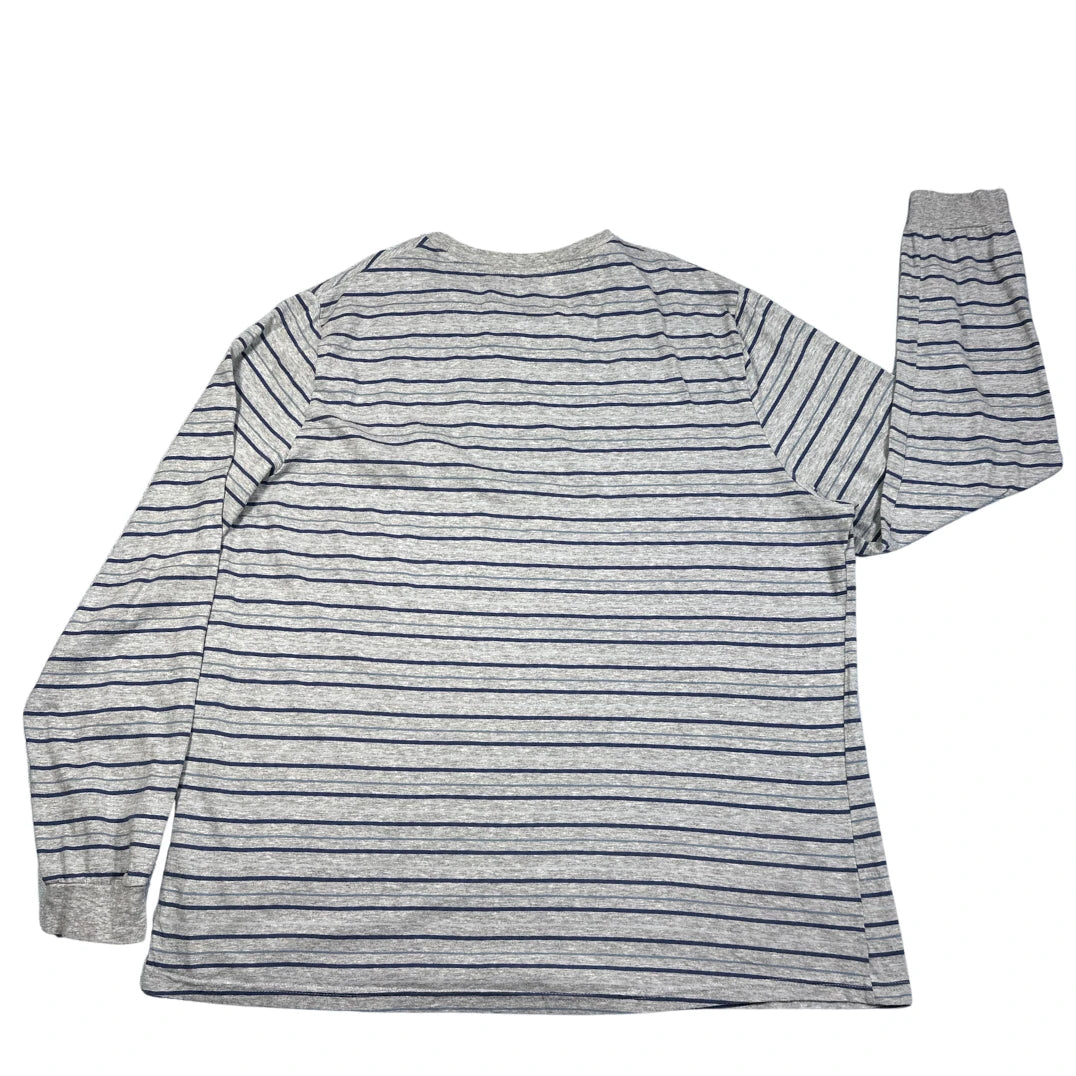 Dunnes Stores Grey Striped Pocket Long Sleeve T-Shirt-XXL