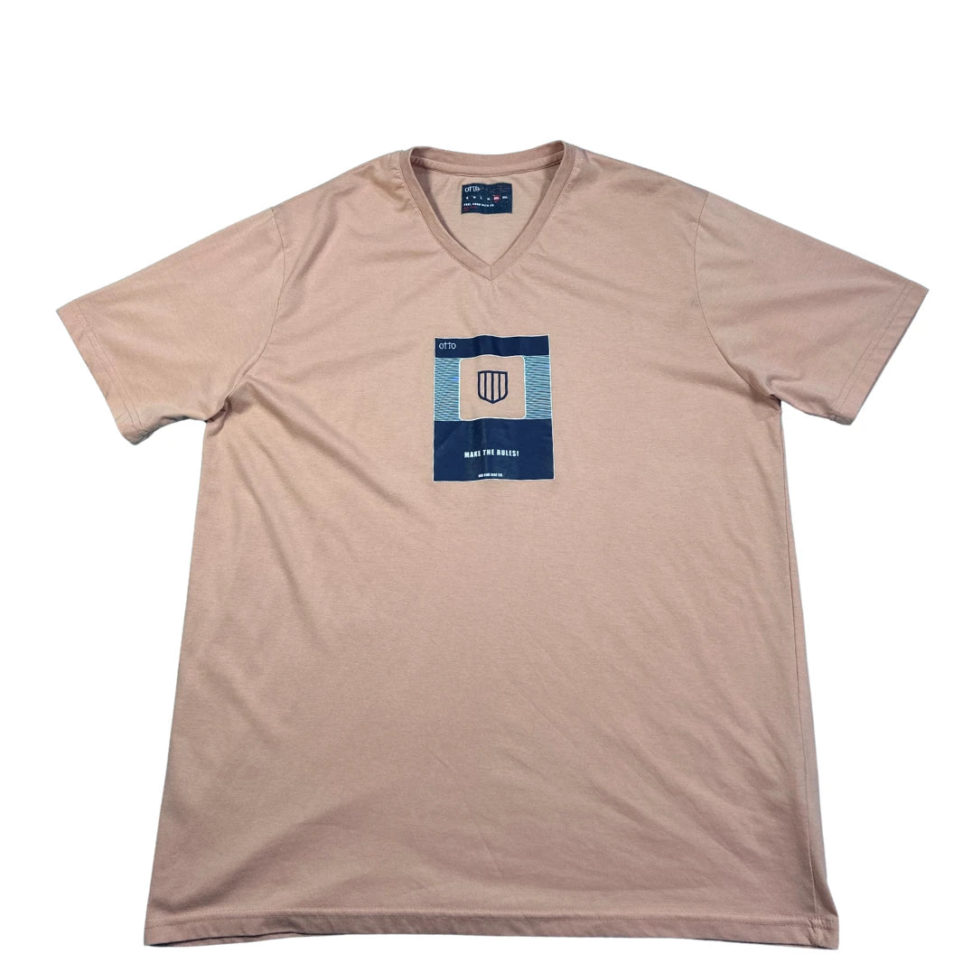 OTTO Tan Graphic V-Neck T-Shirt