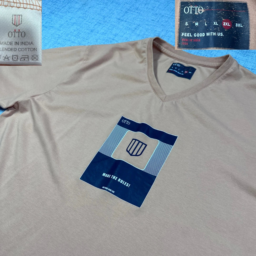 OTTO Tan Graphic V-Neck T-Shirt
