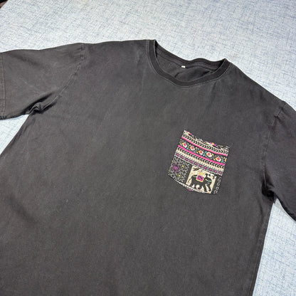 Unbranded Charcoal Ethnic Pocket T-Shirt-XL
