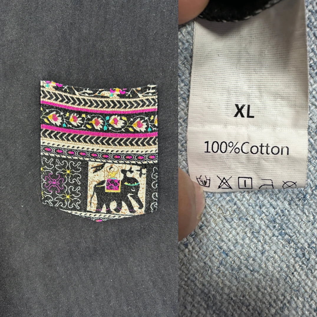 Unbranded Charcoal Ethnic Pocket T-Shirt-XL