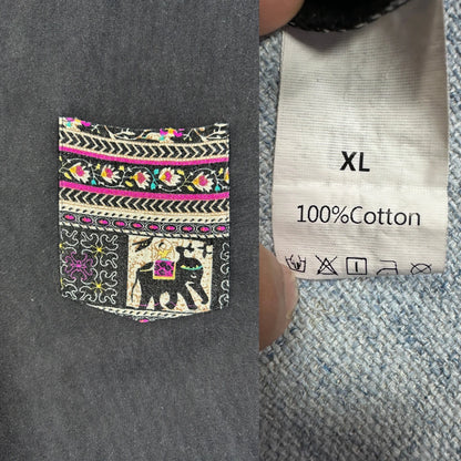 Unbranded Charcoal Ethnic Pocket T-Shirt-XL