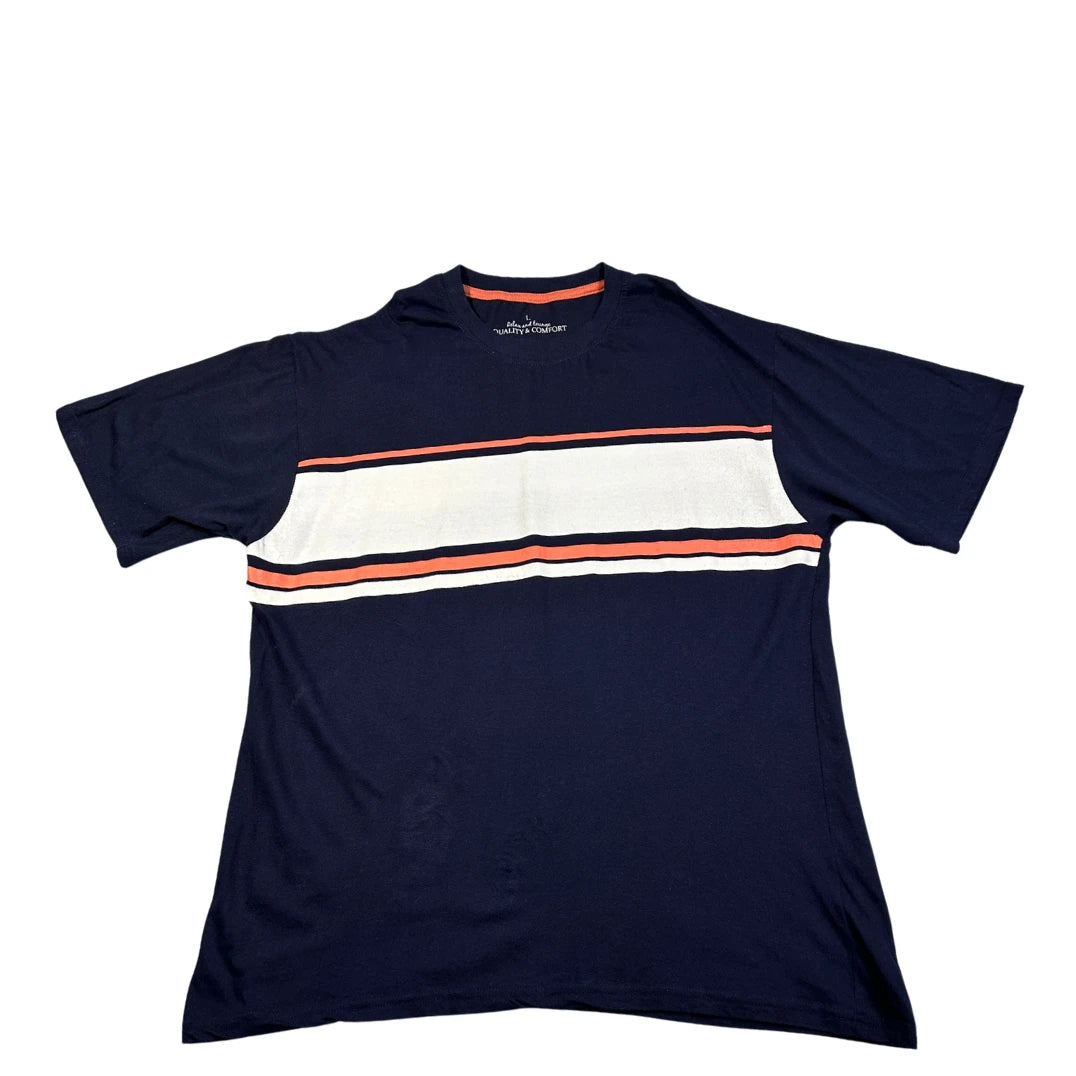 Peacocks Navy Striped T-Shirt-L
