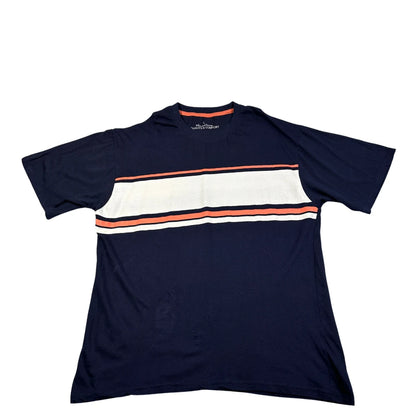 Peacocks Navy Striped T-Shirt-L