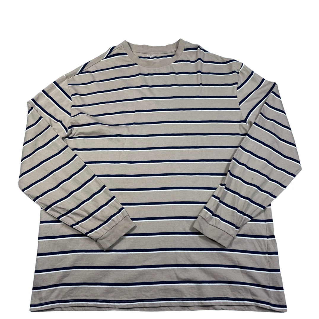 Dunnes Stores Tan Striped Long Sleeve T-Shirt-XL