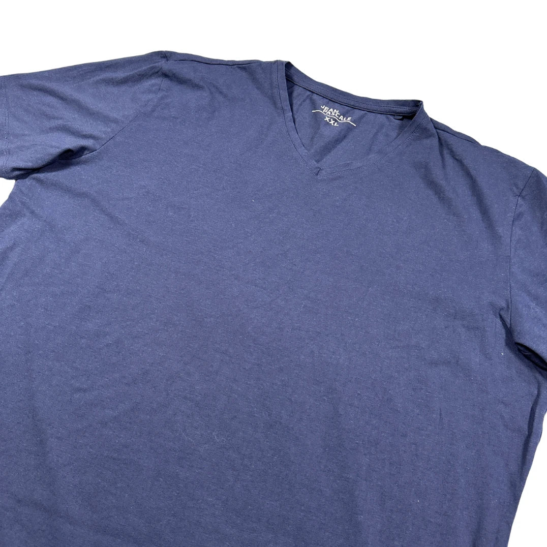 Jean Pascale® Navy V Neck T Shirt-2XL