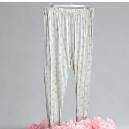 Pink Star-Print Pajama Pants