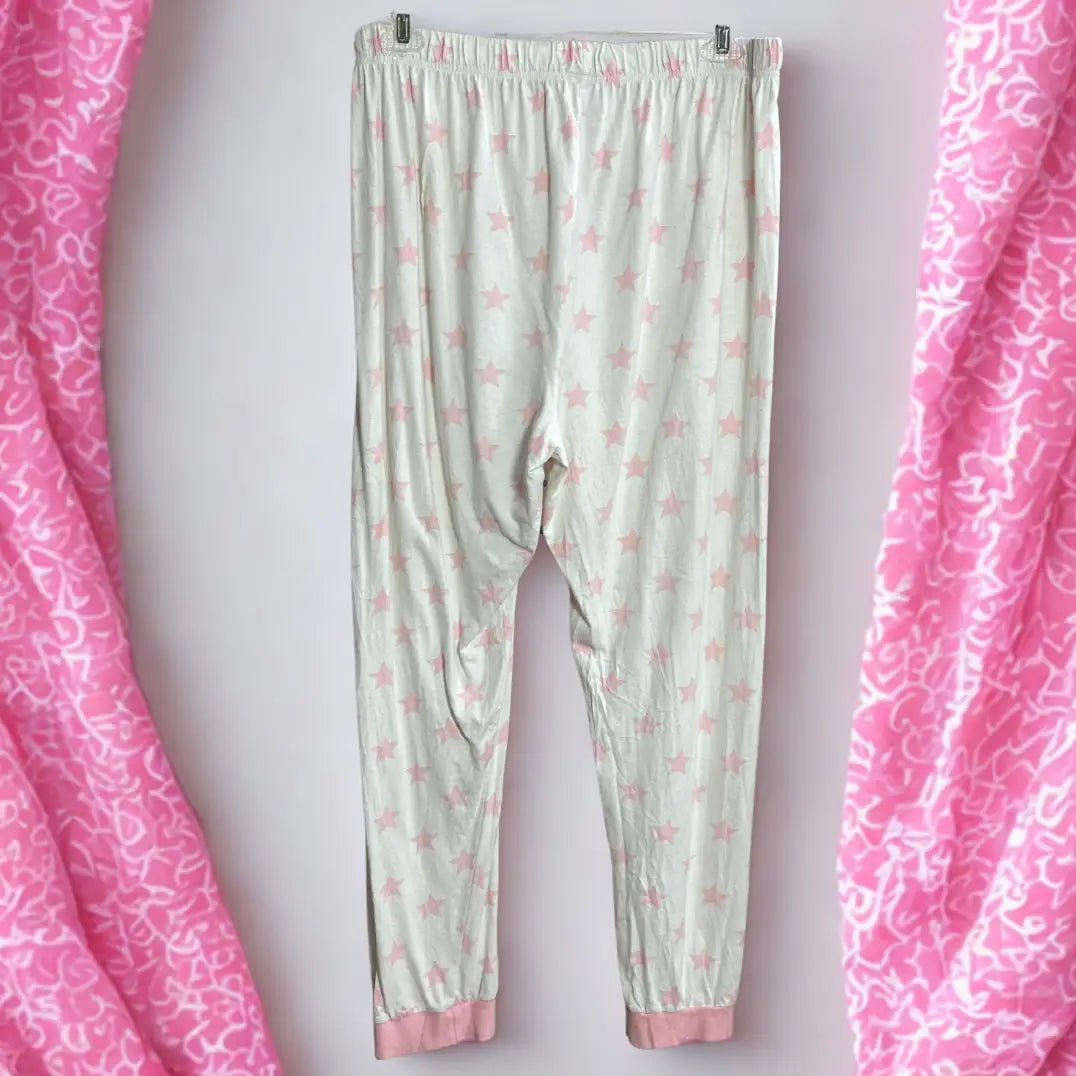Pink Star-Print Pajama Pants