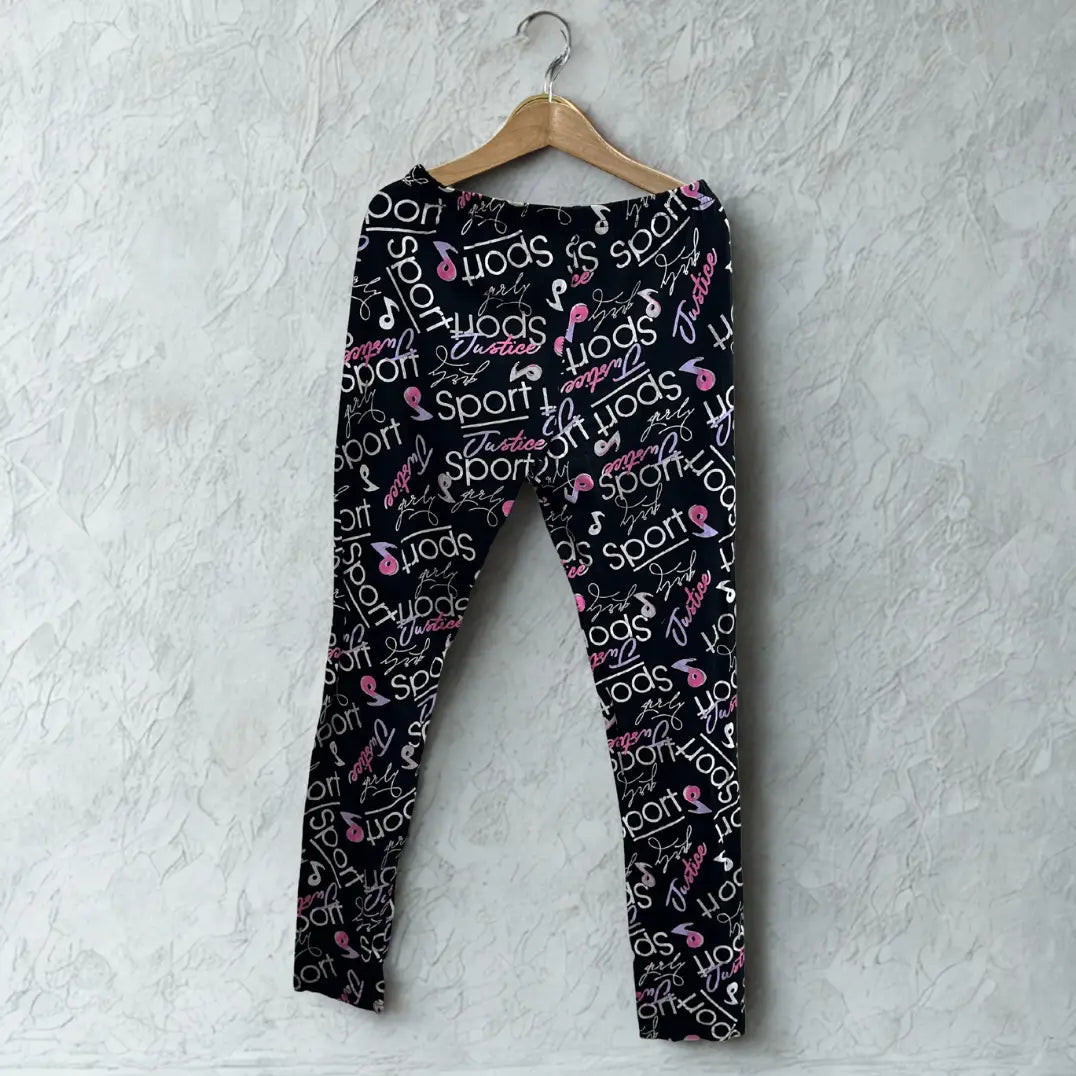 MISS OZIUS® Black leggings covered in playful white and pink text