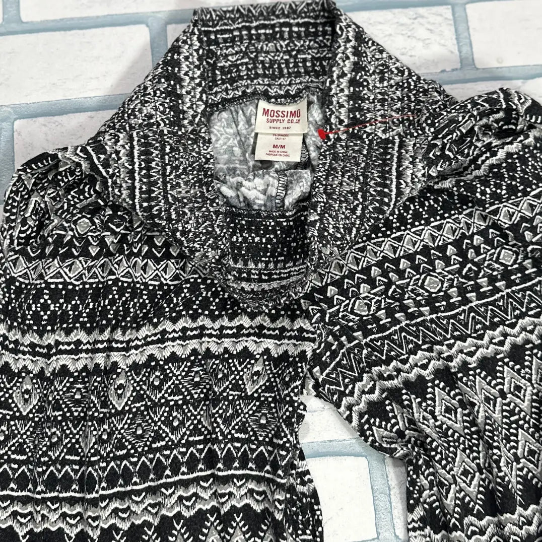 Black and White Patterned Wide-Leg Pants