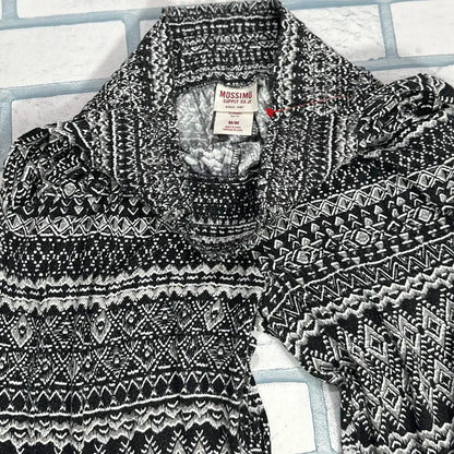 Black and White Patterned Wide-Leg Pants