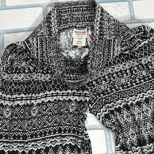 Black and White Patterned Wide-Leg Pants