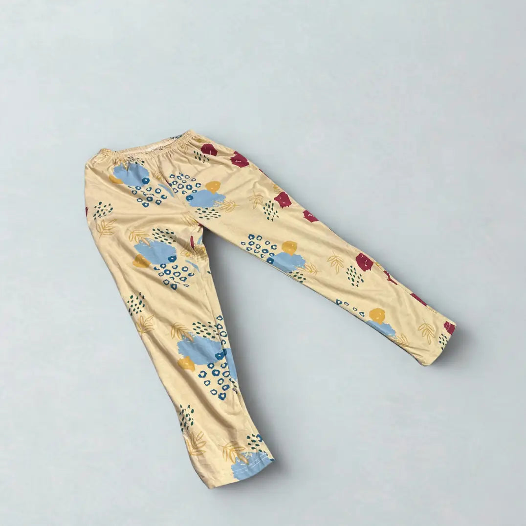 Beige Abstract-Print Pajama Pants