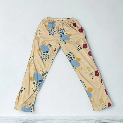 Beige Abstract-Print Pajama Pants