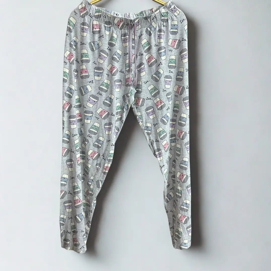 Primark® Grey Coffee Cup-Print Pajama Pants